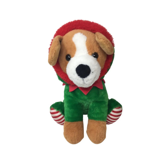9.5'' Brown and White Christmas Holiday Dog Plush Stuffed Animal - A+ Stuff - Stuffed Animals - A+ Stuff