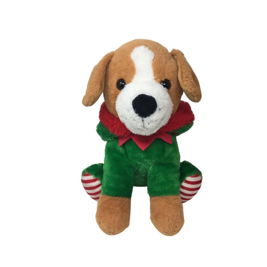 9.5'' Brown and White Christmas Holiday Dog Plush Stuffed Animal - A+ Stuff - Stuffed Animals - A+ Stuff