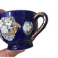 Vintage Miniature Cobalt Blue Flower Patterned Tea Cup with Saucer