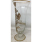 50th Anniversary Tall Clear Glass Footed Vase with Gold Tone Flowers