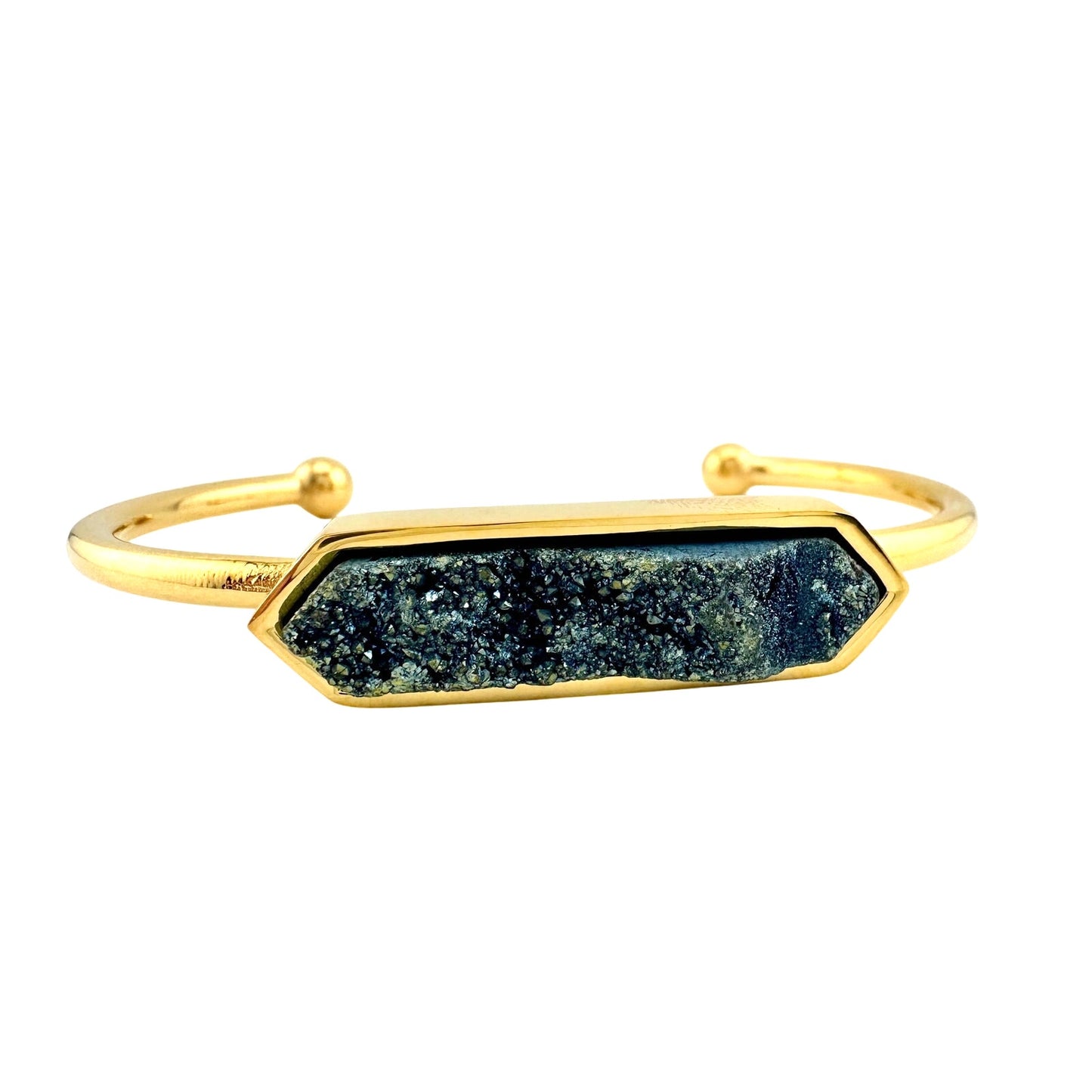 Denim Quartz Semi-Precious 18K Yellow Gold Ion Plated Bangle