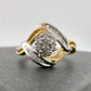 Beautiful 1/4 ct Diamond Ring Baguette and Flower Cluster with Two-Tone Sterling Band Size 9