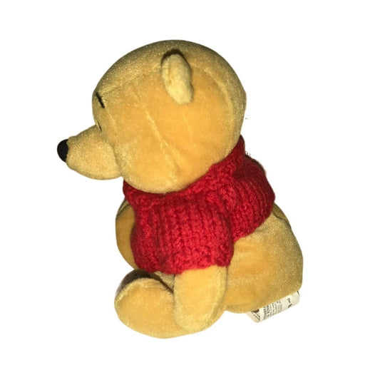 Vintage Disney Winnie the Pooh Stuffed Animal Wearing Red Heart Sweater