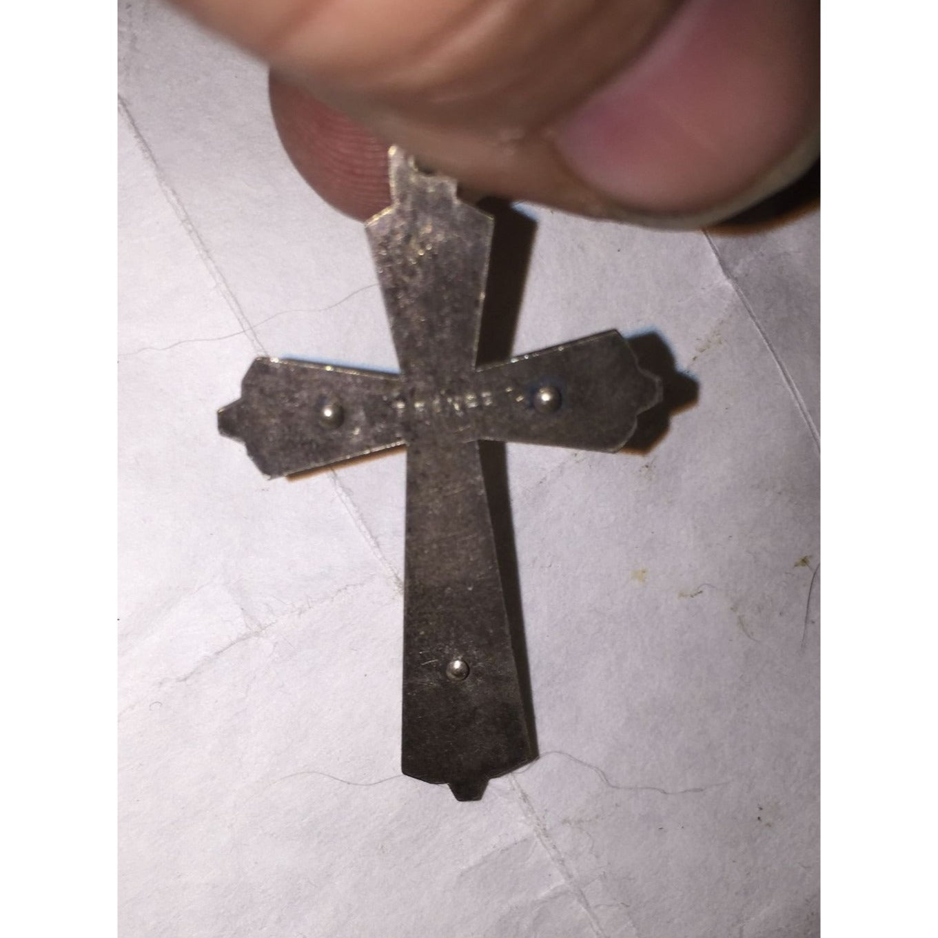 Vintage Silver Tone 1 3/4 Inch Religious Jesus on The Cross Necklace Pendant