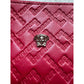 Versace Large Red Logo Print Leather Wristlet Clutch