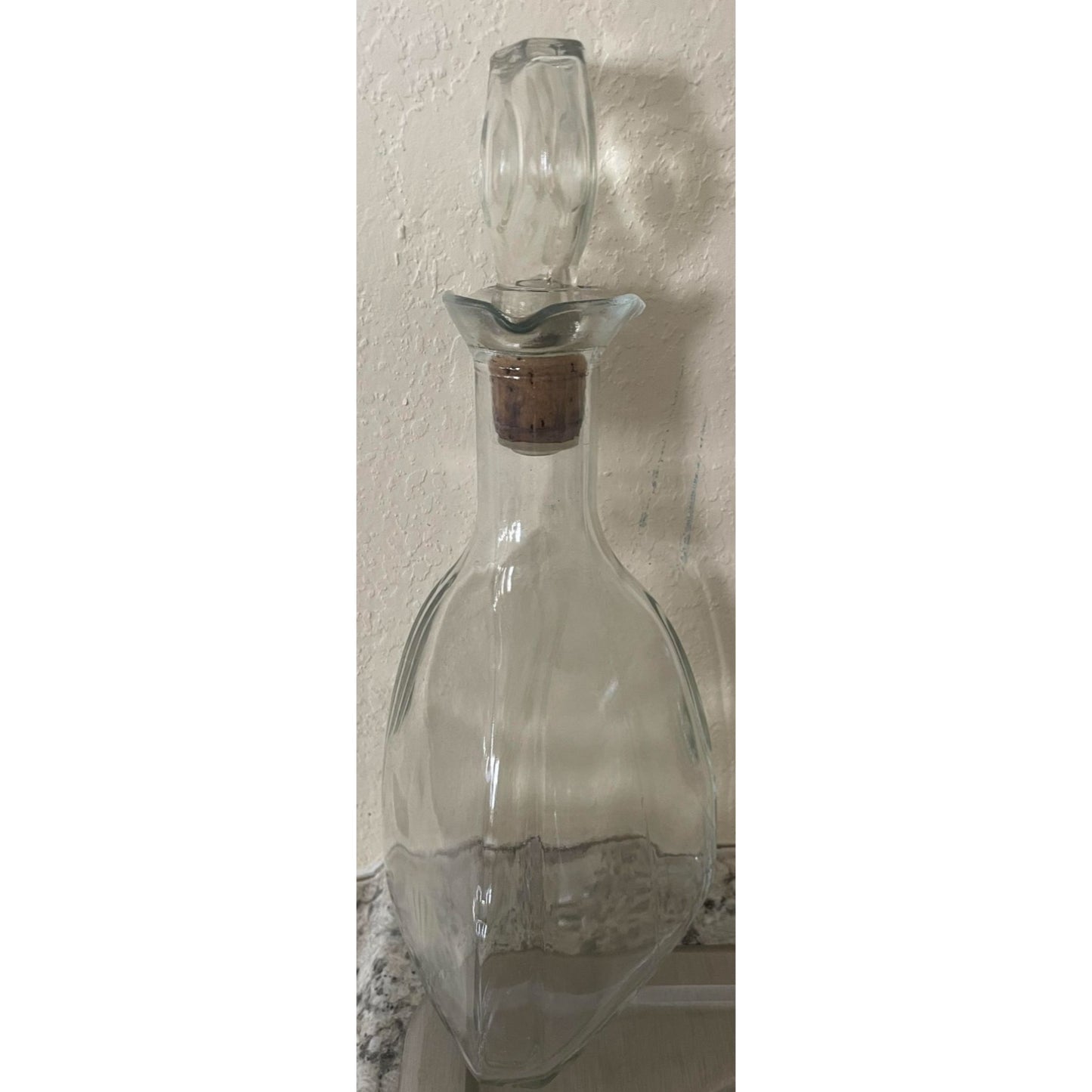 Vintage 3 Sided Clear Glass Decanter Bottle