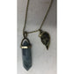 Womens/Girls Necklace with Gold Tone Chain w/ Half Heart and Faux Crystal Pendants