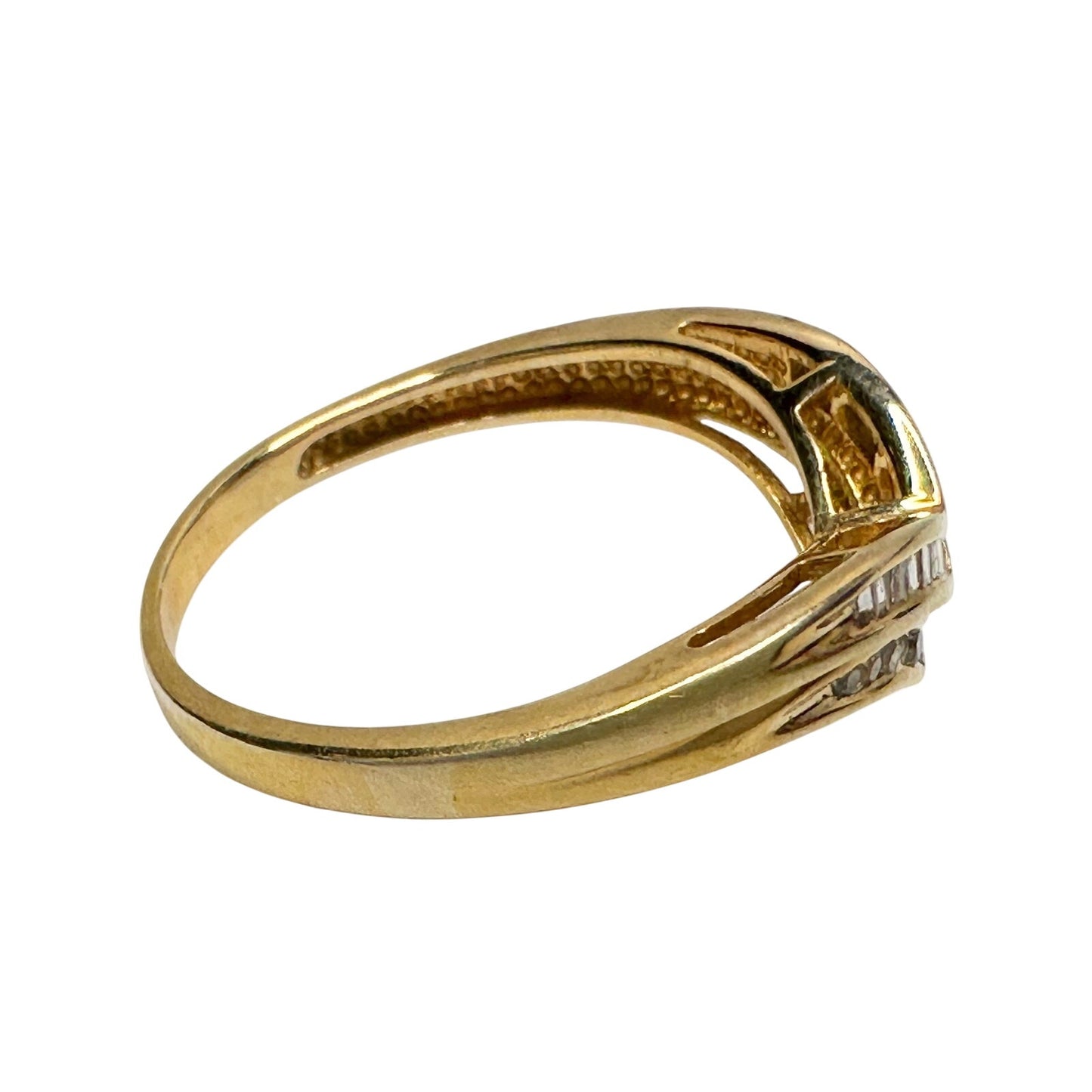 Beautiful 2 Row Chevron Style 1/4 Carat Diamond Baguette Ring - Size 7 - 925 Sterling Silver