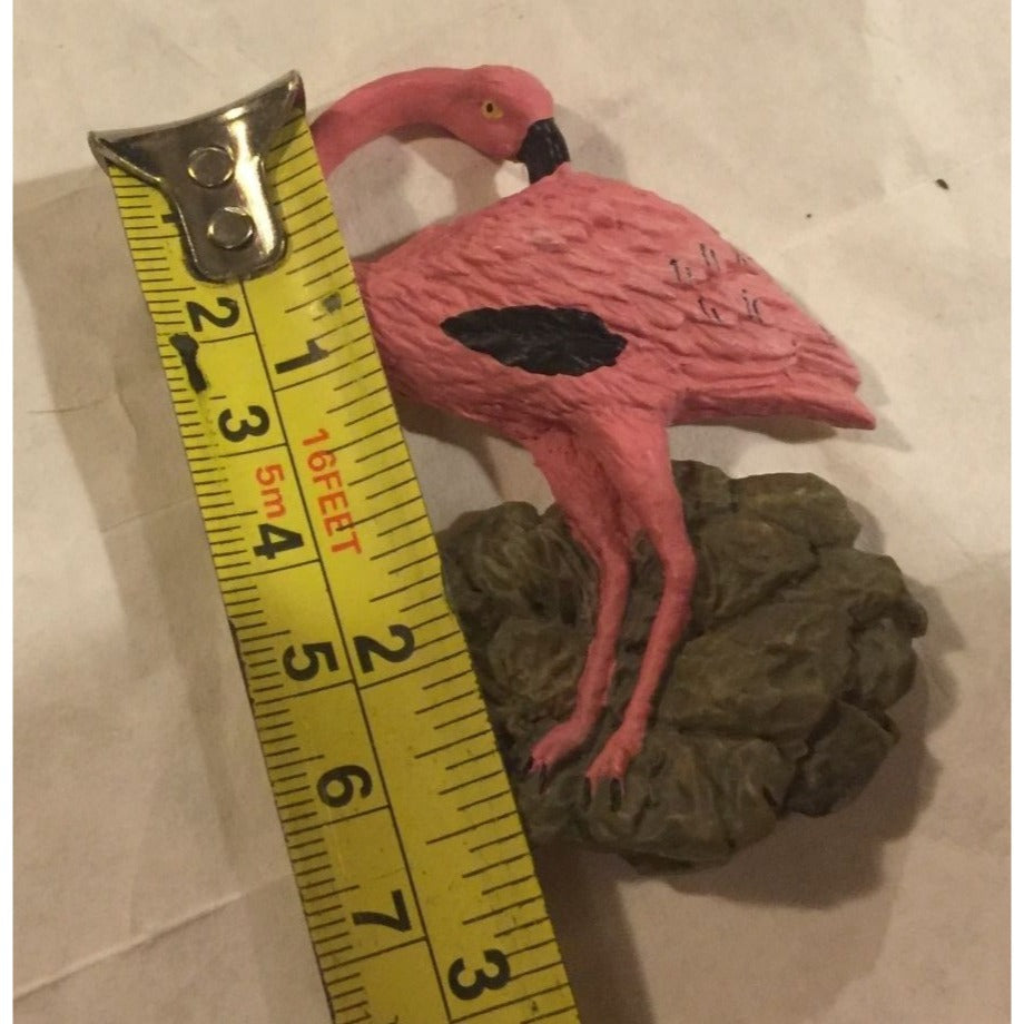 Small Vintage Pink Flamingo Standing on Rocks Refrigerator Magnet