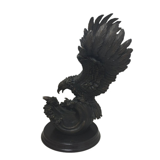 Majestic American Bald Eagle Skimming Over Water to Catch Fish Sculpture Figurine/Statue