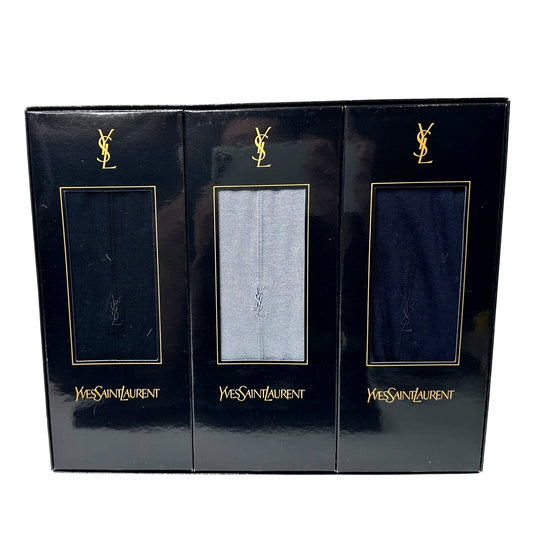 Yves Saint Laurent (YSL) Dress Socks Gift Set (Blue, Gray, Black)