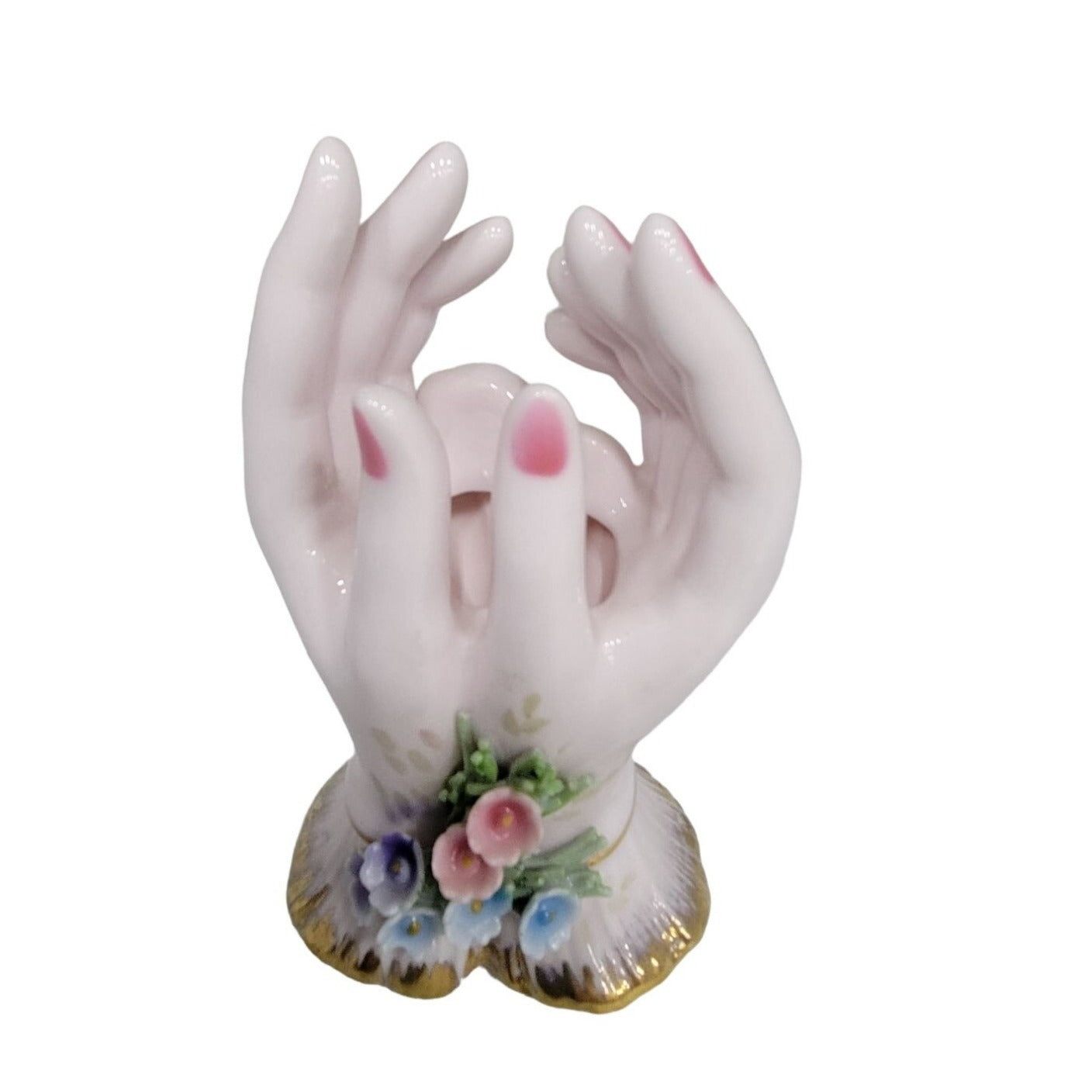 Porcelain Hands that would hold Jewelry, Trinkets, Flowers -  Flowers at Wrist Gold Accents Mid-century Lefton China