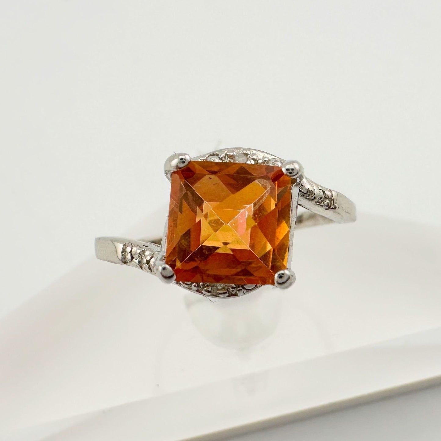 Princess Cut 2.02 Ct Imperial Topaz Ring Size Size 7