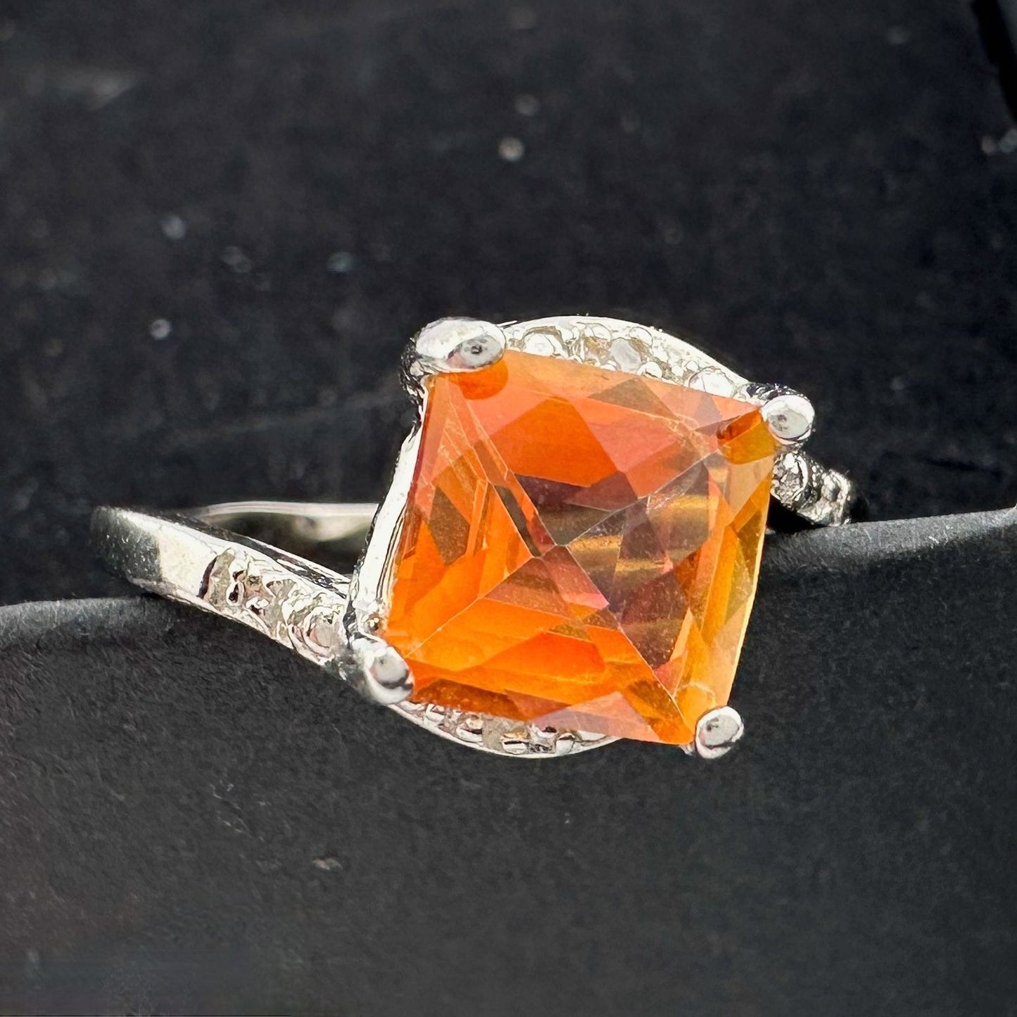 Princess Cut 2.02 Ct Imperial Topaz Ring Size Size 7