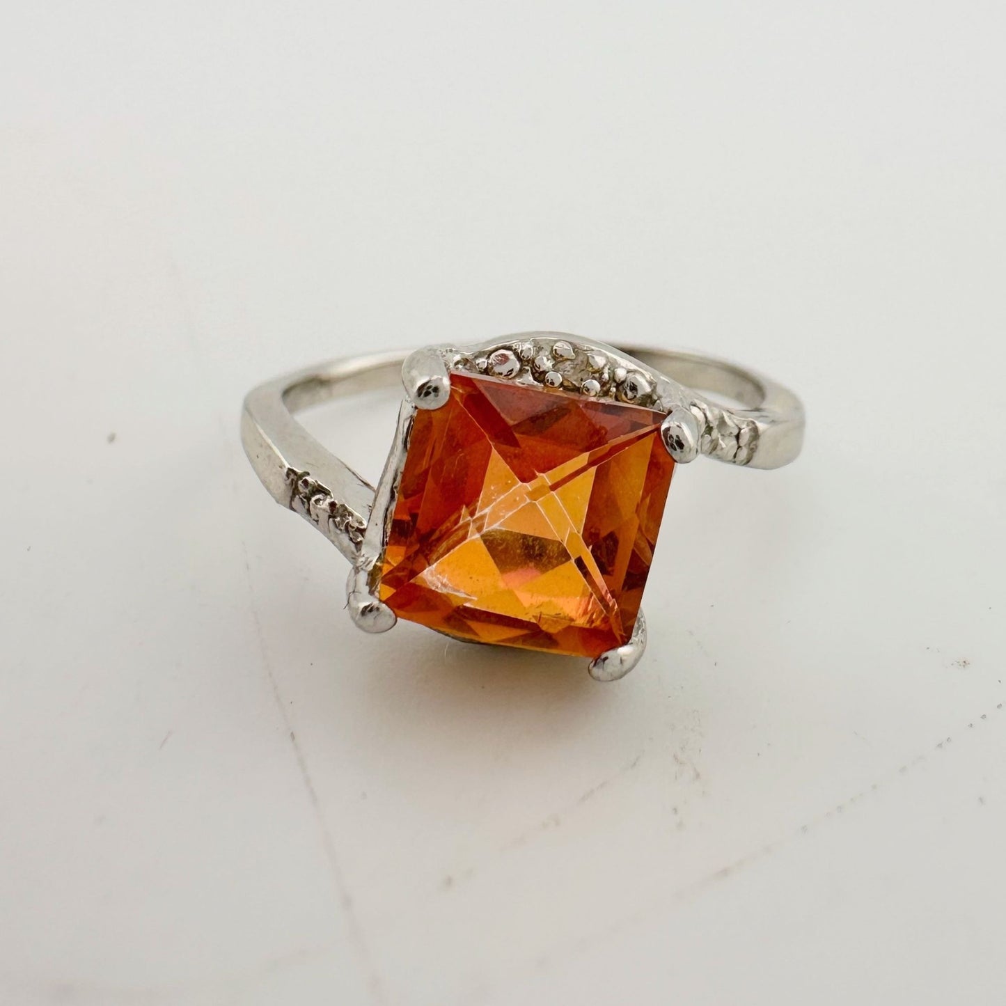 Princess Cut 2.02 Ct Imperial Topaz Ring Size Size 7