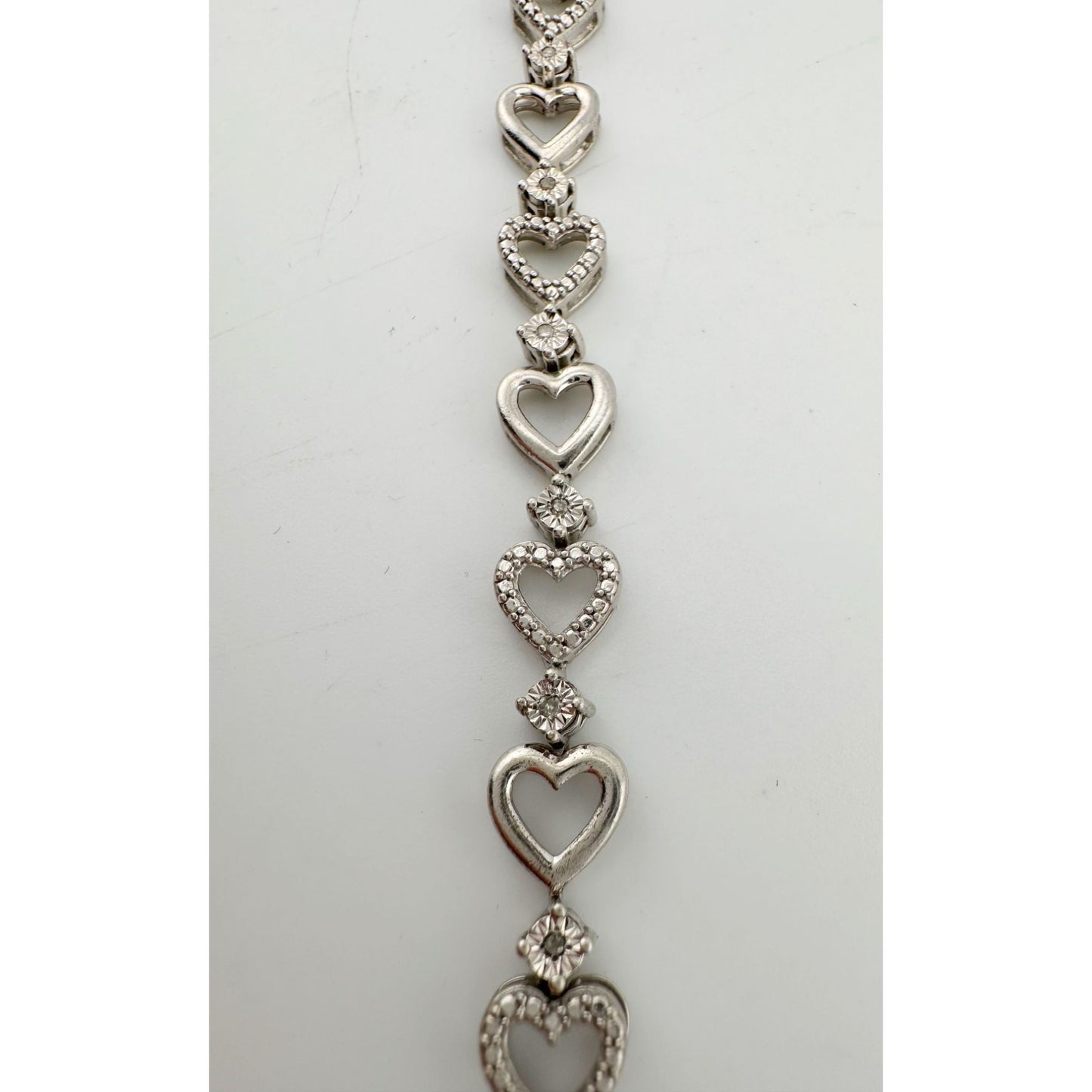 Diamond Accented Heart Bracelet in Sterling Silver