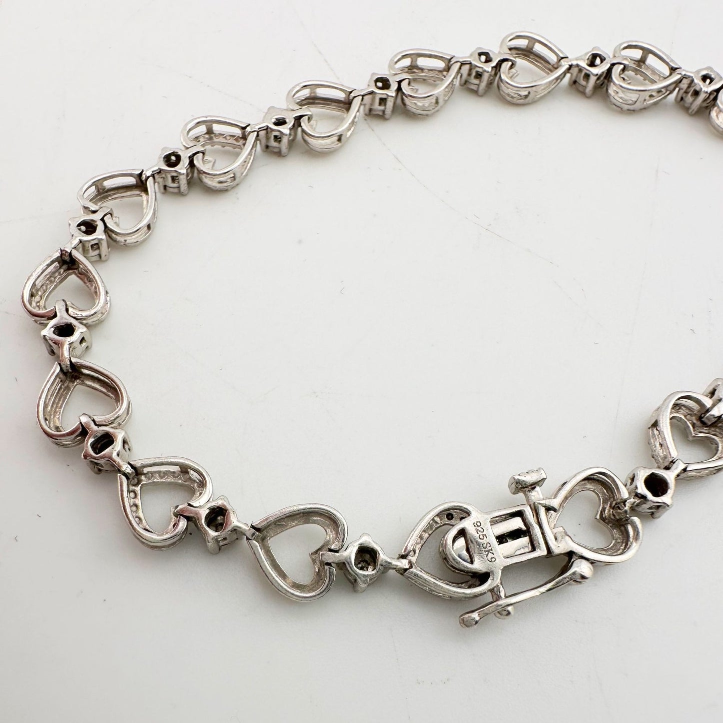 Diamond Accented Heart Bracelet in Sterling Silver