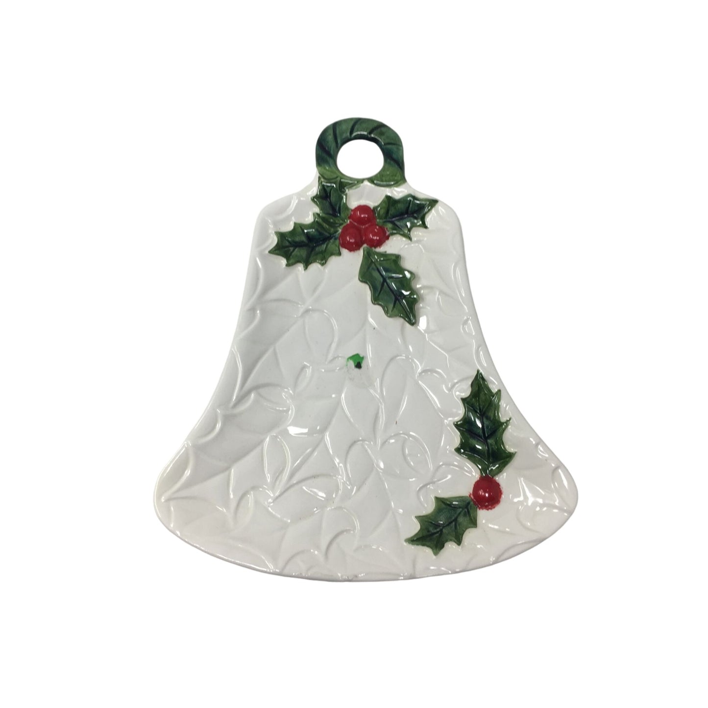 Vintage 1972/1973 Lefton Ceramic White Christmas Bell Dish with #6074 on bottom