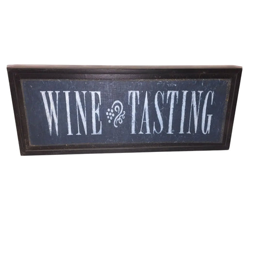 WINE TASTING Framed Wooden SIGN (Hang or Sit) Decor 19x7.5x2.5 --