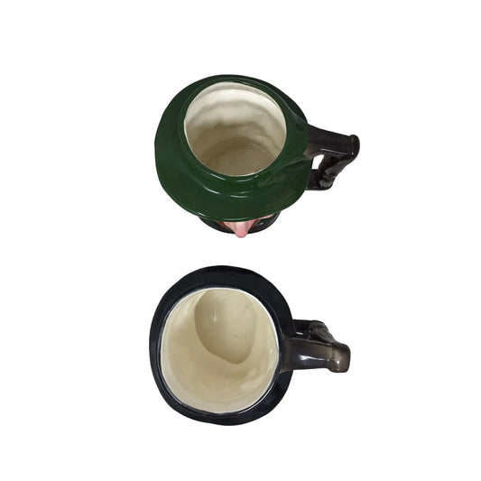 Set of 2 Vintage Men's Face Mugs w/ square handles - Green Irish Red beard and black mustache and beard A+ Stuff  A+ Stuff