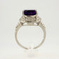 Beautiful Dark Purple Amethyst and Diamond Accent Ring - Sterling Silver Size 7.25