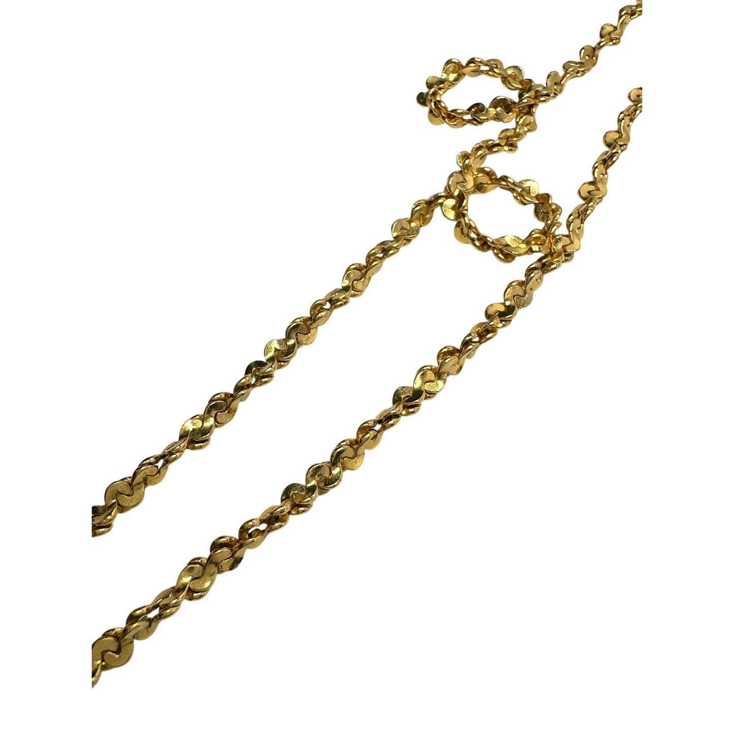 Vintage Yves Saint Laurent (YSL) Gold Plated Filigree Ball Necklace 26" Long