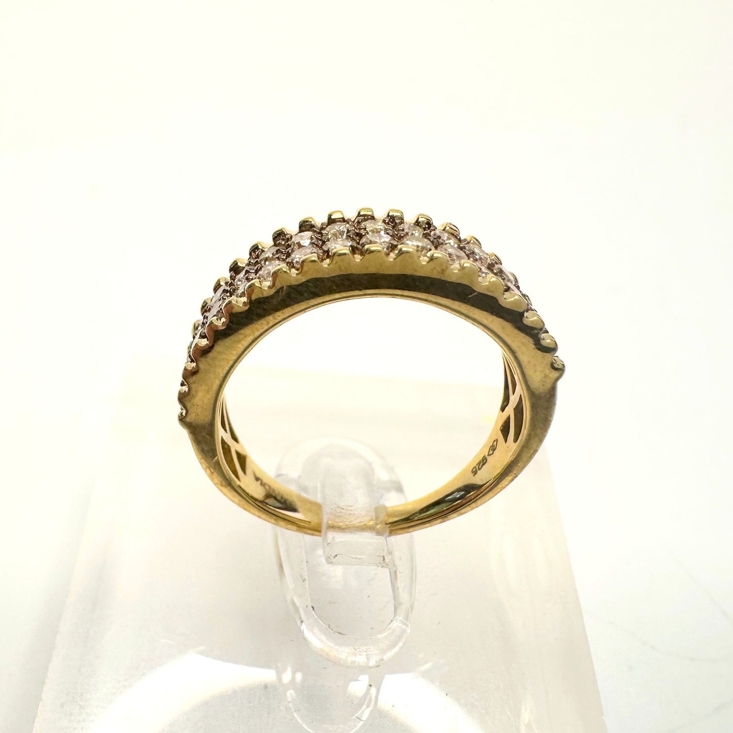 Elegant 3/4 Ct Diamond 2 row Anniversary Ring 14kt Gold Over Sterling Silver