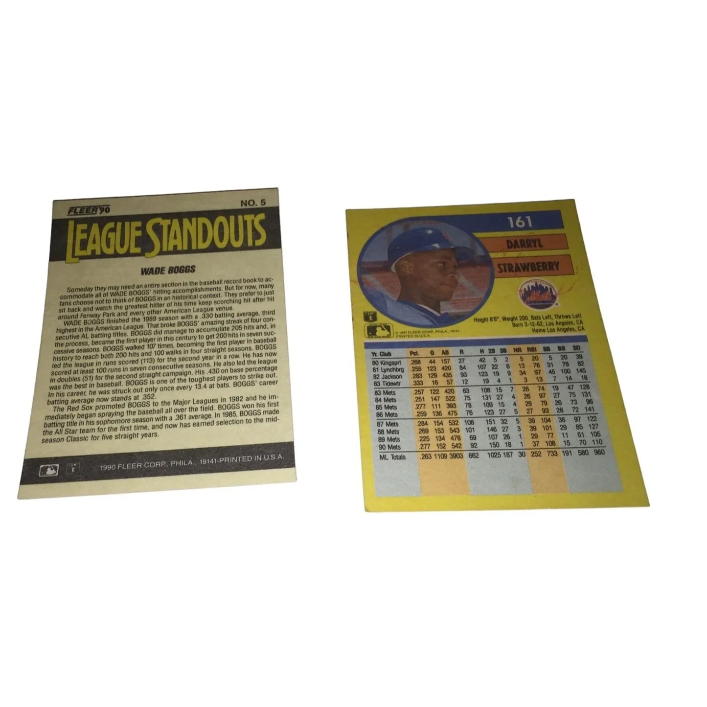 Ryne Sandburg, Wade Boggs, Darryl Strawberry Vintage Baseball Trading Cards - A+ Stuff