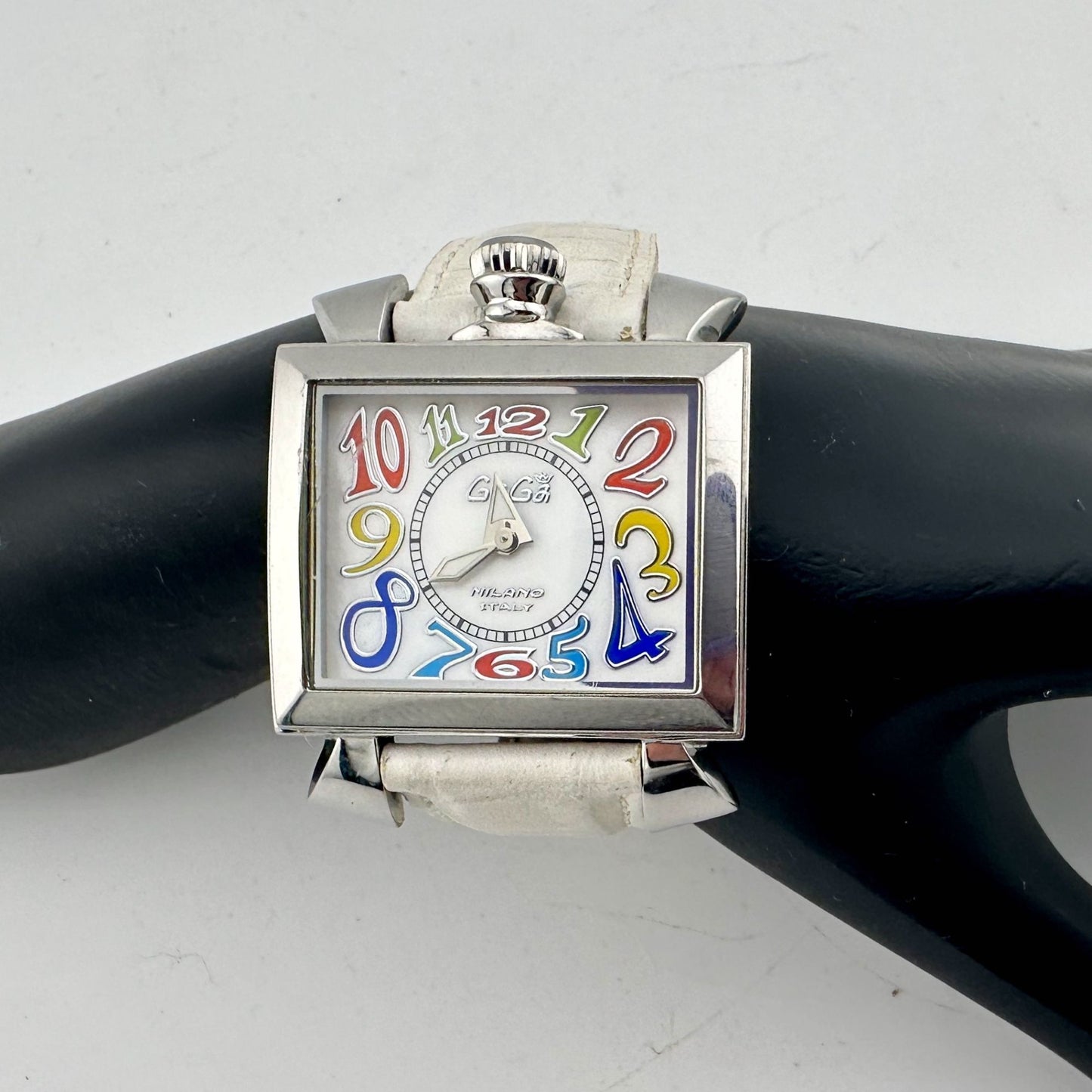 GaGa MILANO NAPOLEONE Men's Wrist watch - White Band -Stand Out Bold Face - Great Find!