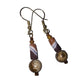 Womens Brown and Beige Dangly Beaded Earrings