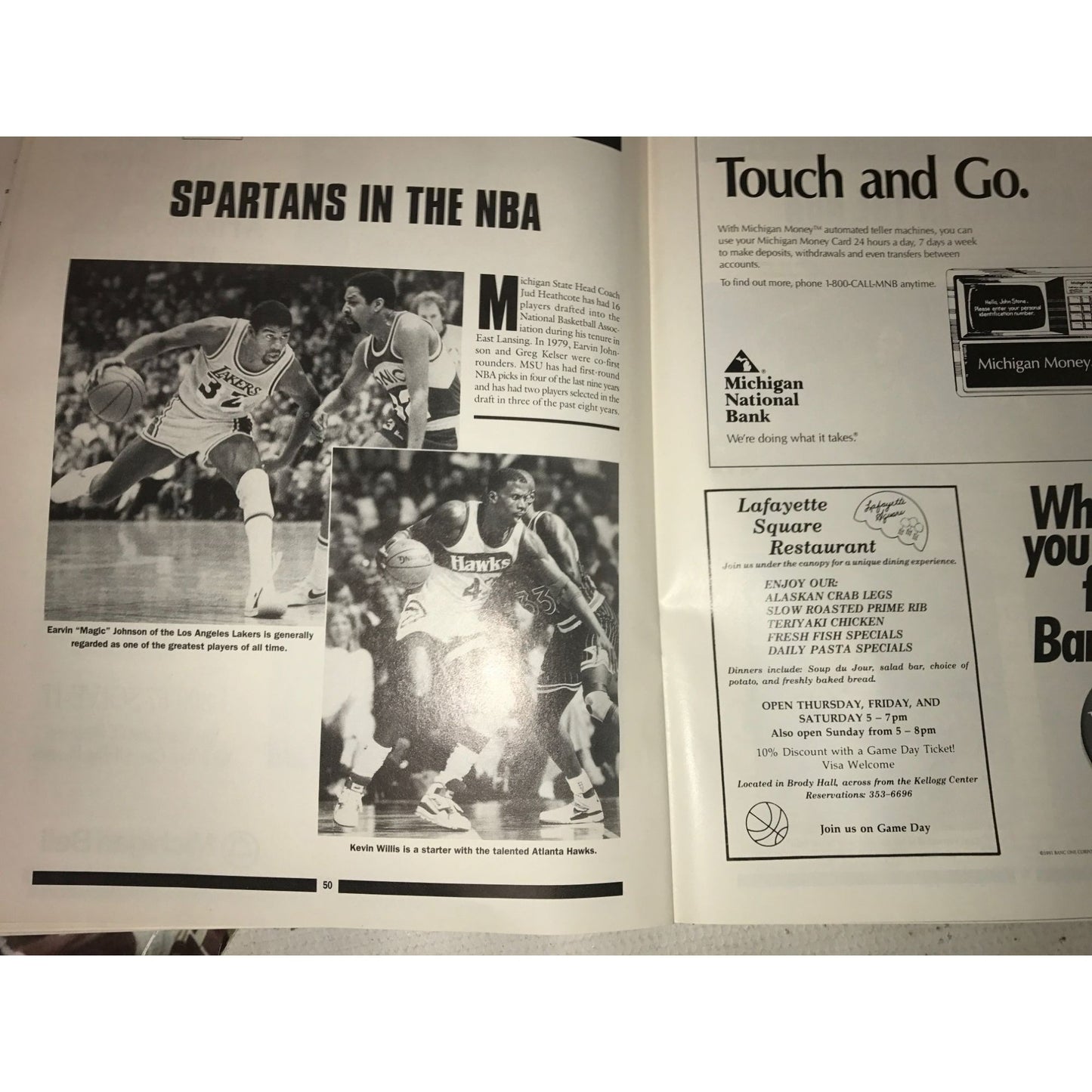 Michigan State Men's Spartan Basketball Vintage 1991-1992 Program