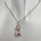 Beautiful Hearts Entwined 2 Tone Double Heart Necklace with Heart Shaped Gemstones