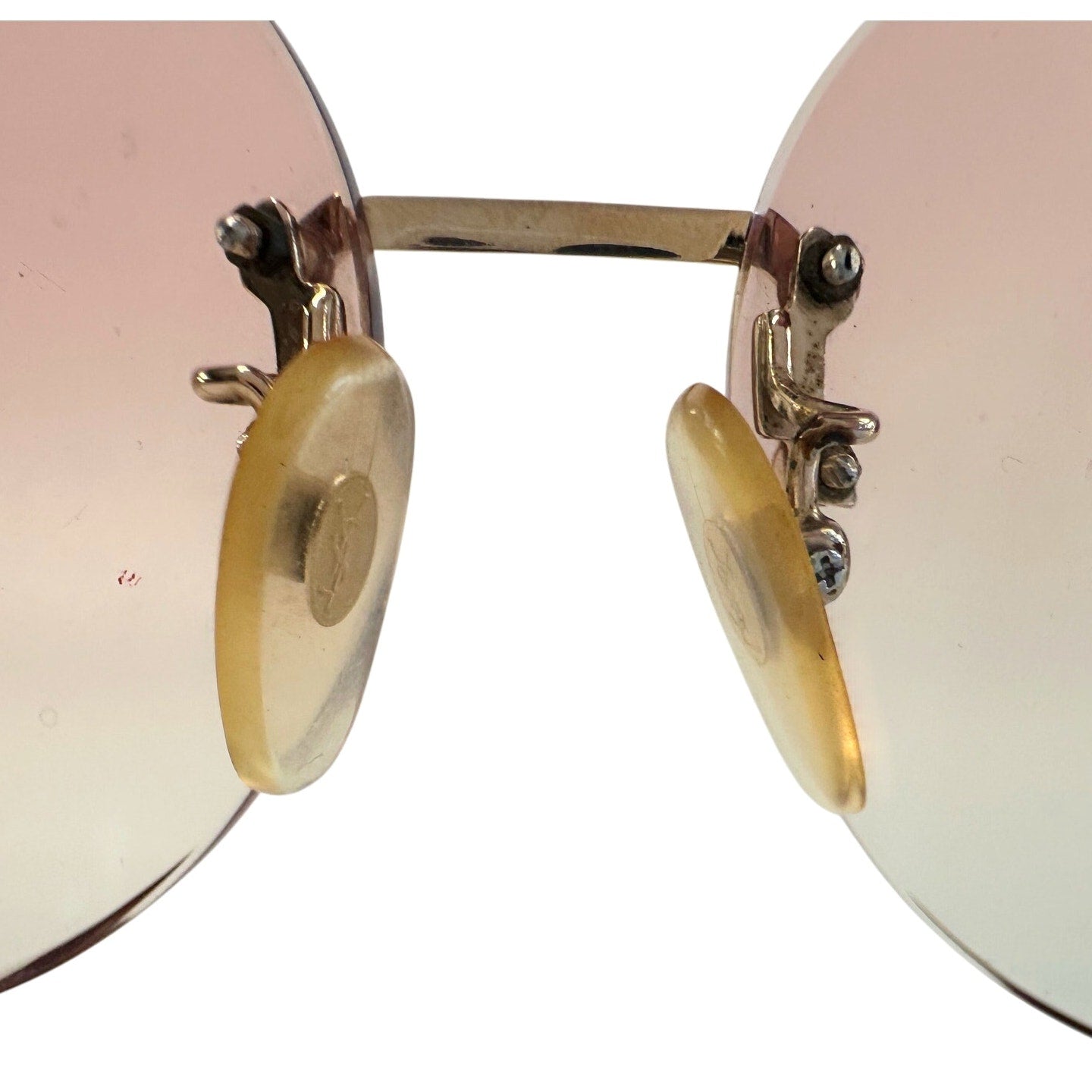YSL - Yves Saint Laurent Amber / Rose Colored Rimless Sunglasses with Case