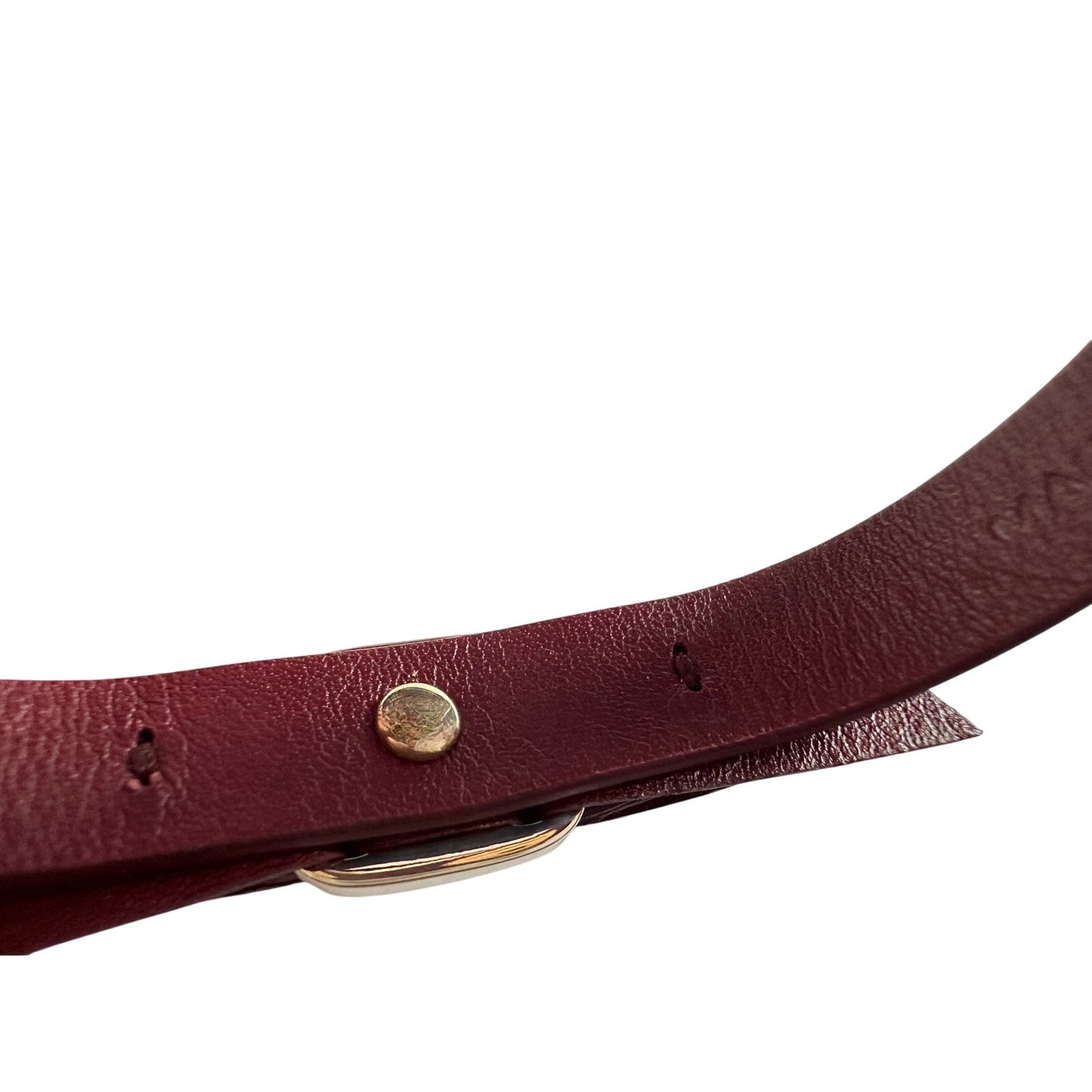 Salvatore Ferragamo Aubergine Leather Vara Bow Bracelet Deep Reddish Brown