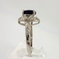 Beautiful Dark Purple Amethyst and Diamond Accent Ring - Sterling Silver Size 7.25