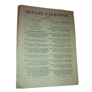 Vintage Collectible Senate Calendar No. 34 Thursday, March 2, 1967