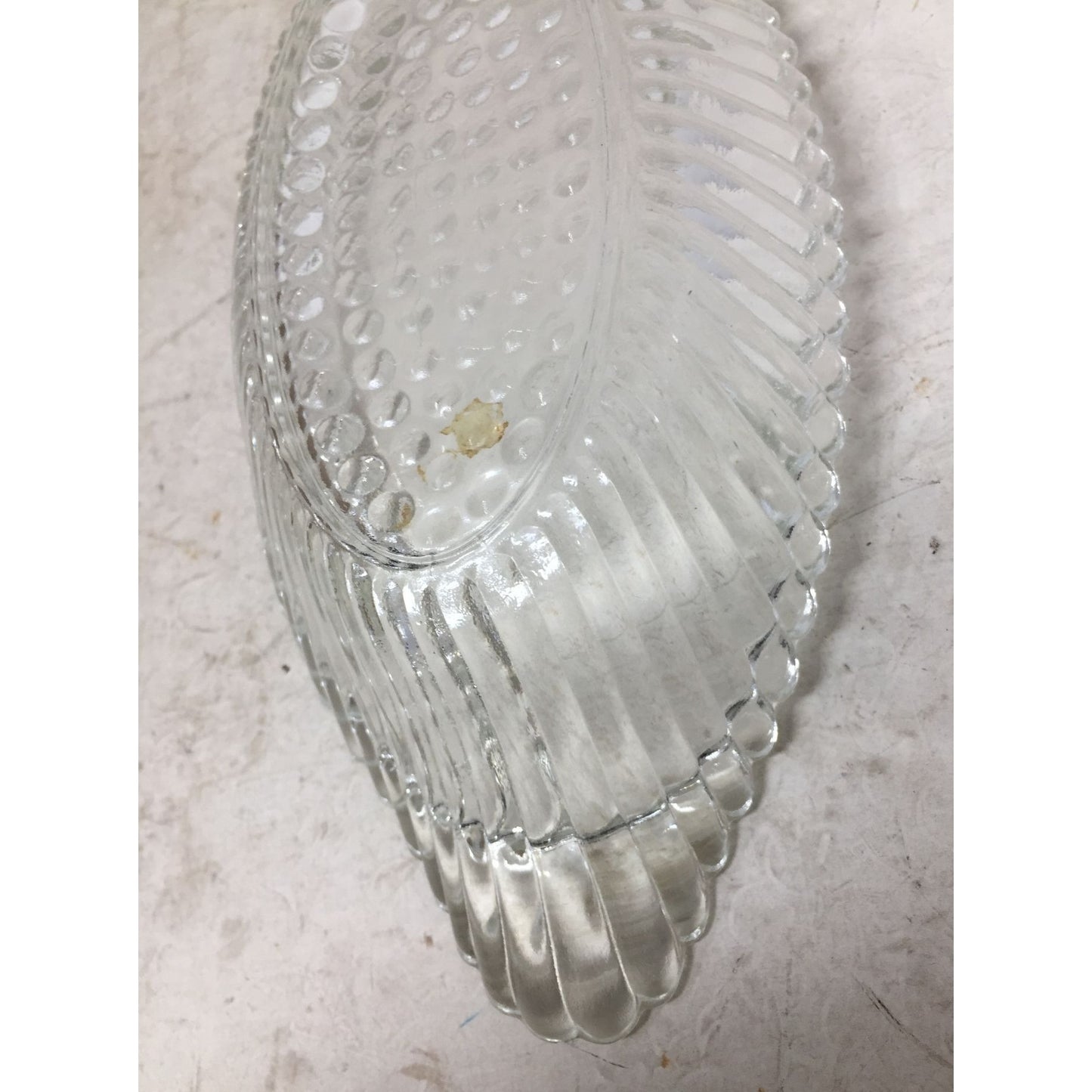 Vintage Clear Glass Textured Banana Boat Design Bowl/Dish (9x4 inches)