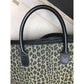 Diane Von Furstenberg- DVF Womens XL Tote Bag Black Beige Leopard Print (16x28)