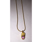 Womens Gold Tone Necklace with Chain and Baby Shoe w/ Pink Rhinestone (Month of Oct.)