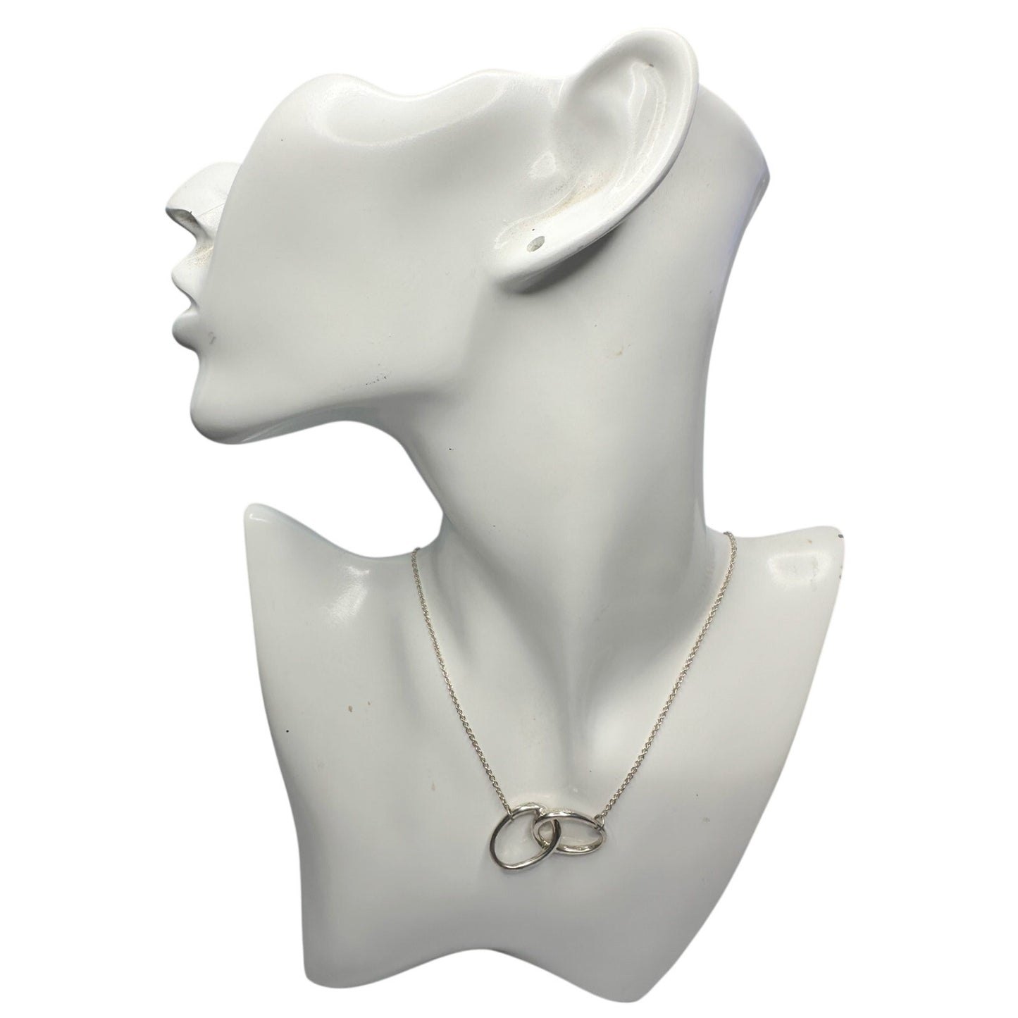 Tiffany and Co Elsa Peretti Large Double Loop Pendant Necklace 15" - Sterling Silver