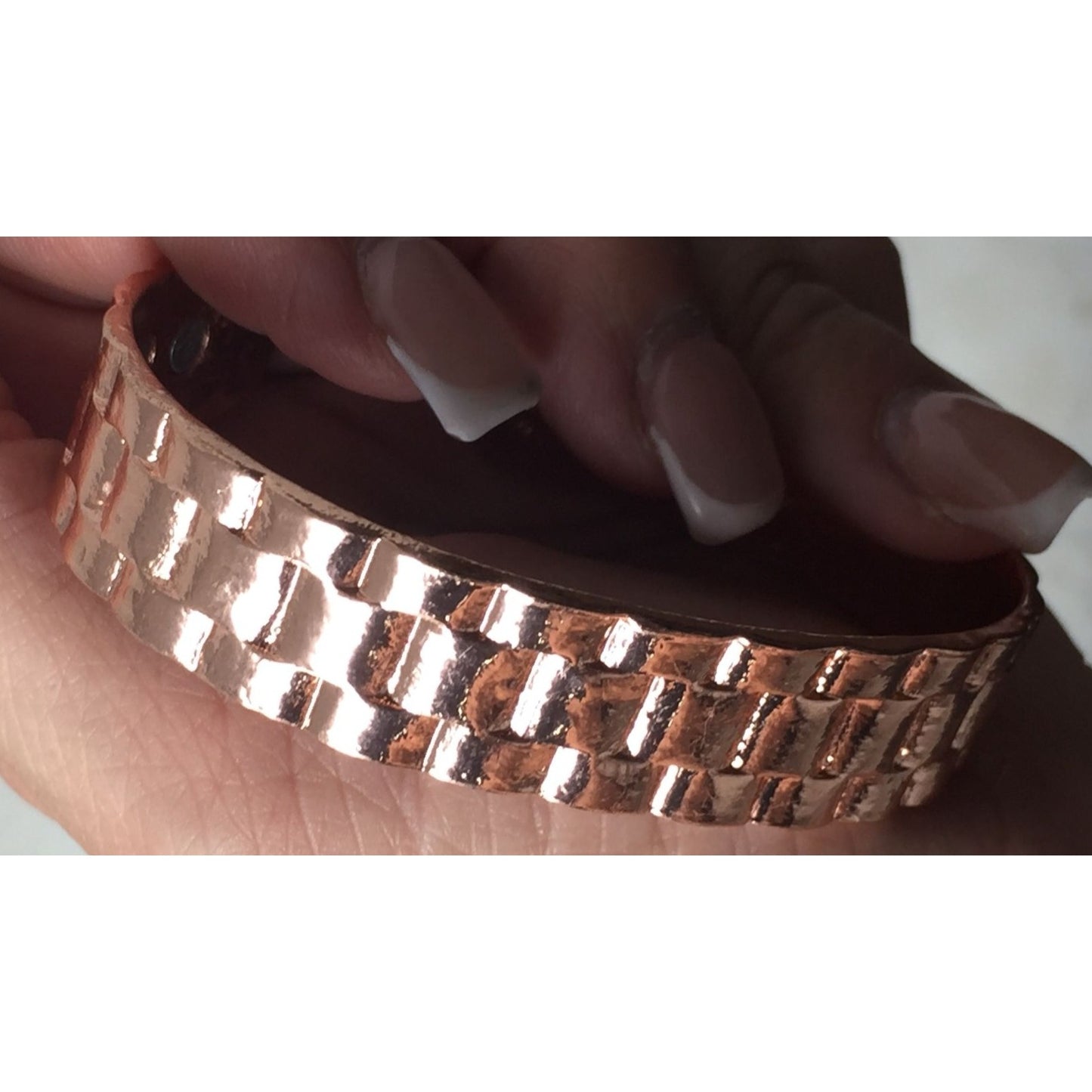 Unisex Copper Rose Gold Colored Cuff Bracelet/Healing Bangle