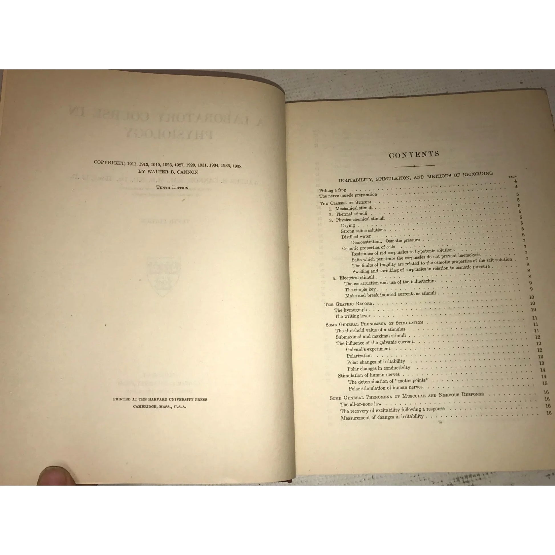 A Laboratory Course in Physiology Vintage Hardcover Book (1942) - A+ Stuff