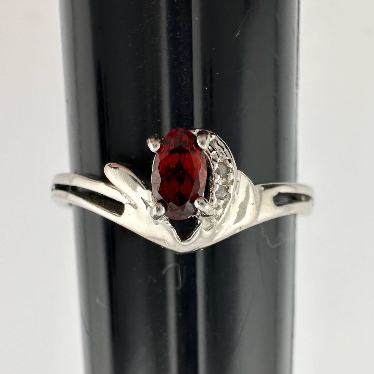 Beautiful Natural Garnet Ring Size 7.25 in .925 Sterling Silver