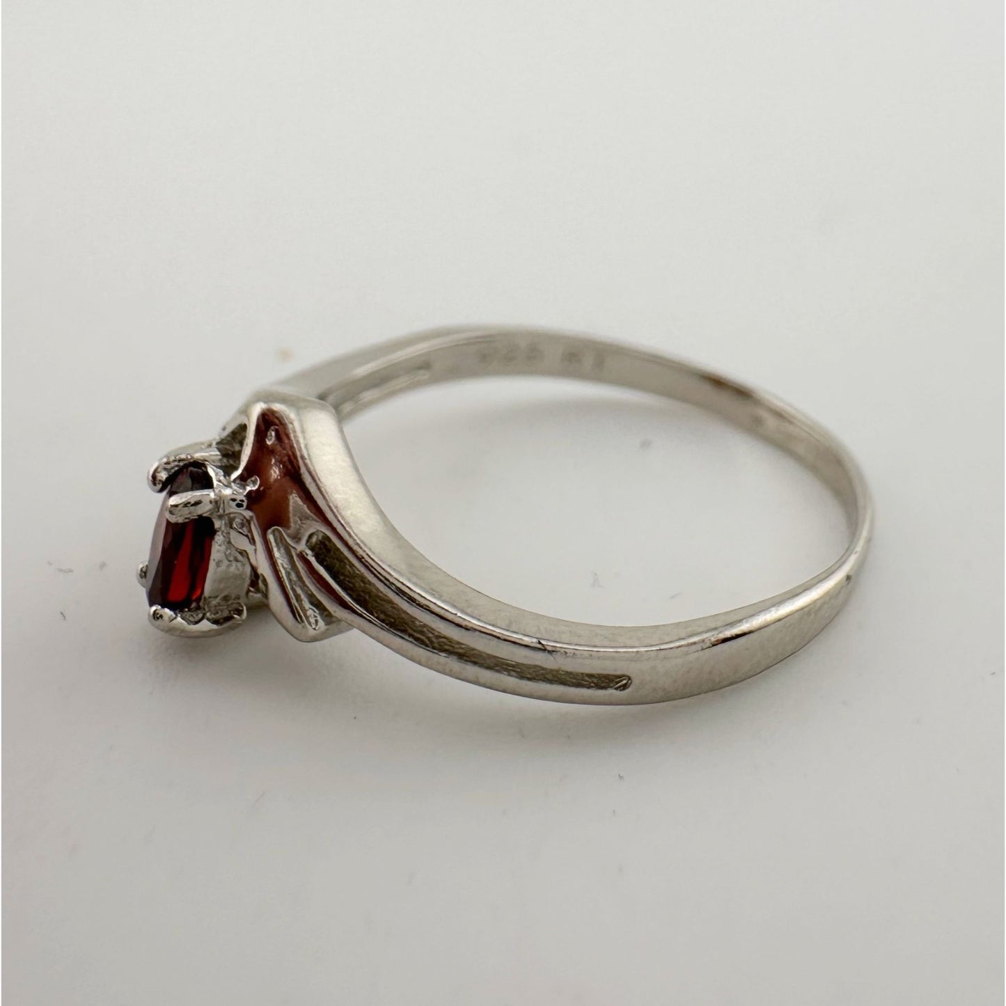 Beautiful Natural Garnet Ring Size 7.25 in .925 Sterling Silver