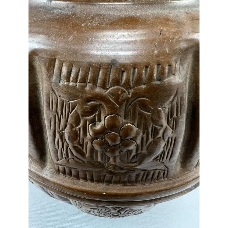 Antique Engraved Copper Jug Pitcher With Two Handles