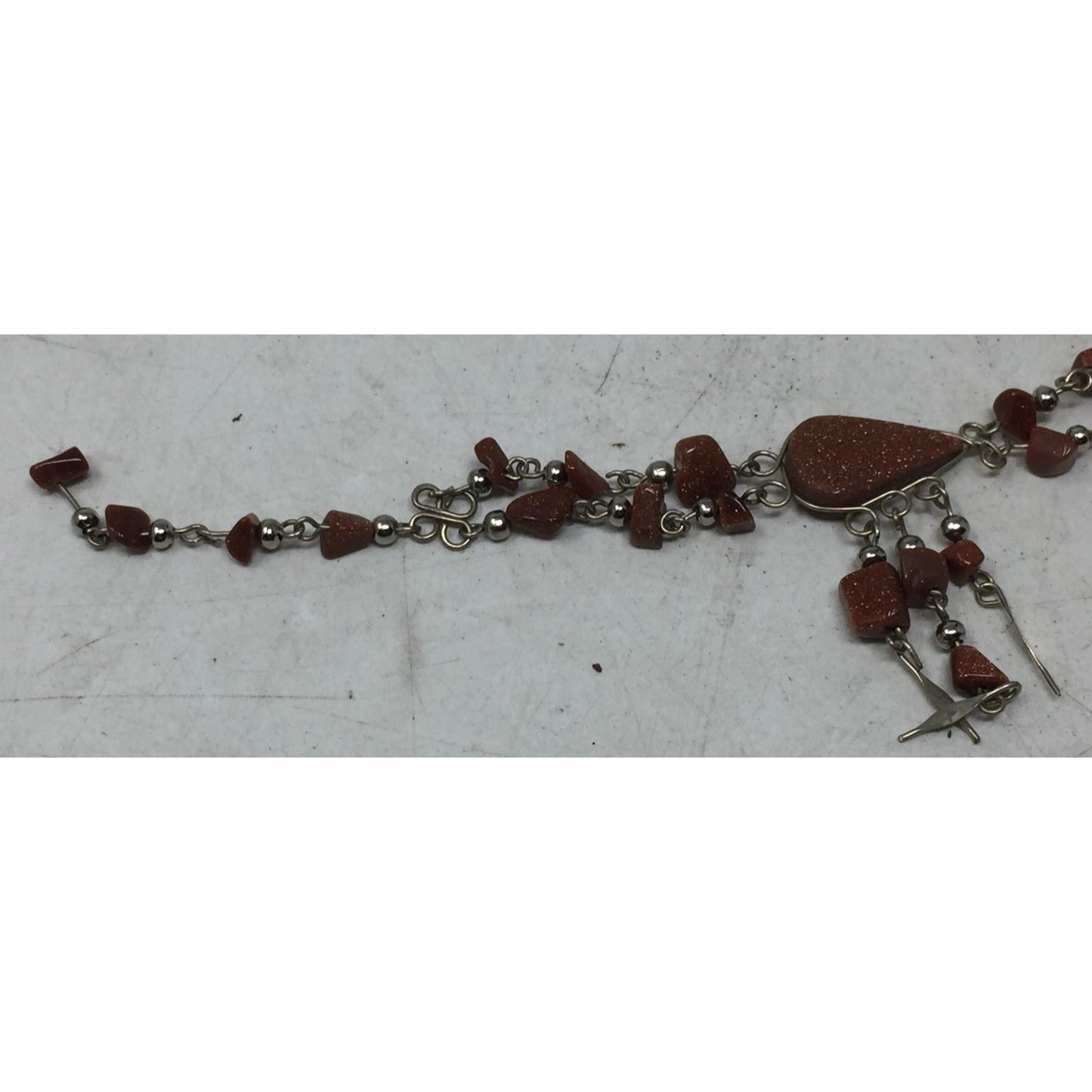Women's Bracelet with Brown Sparkly Beads & Hook Clasp