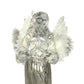 Crystal angel figurine with white feather wings and hands in prayer