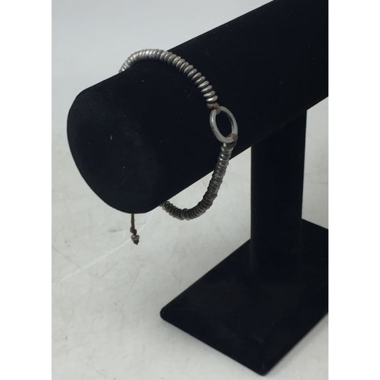 Women's Adjustable Bracelet/Anklet with Silver Tone Beads