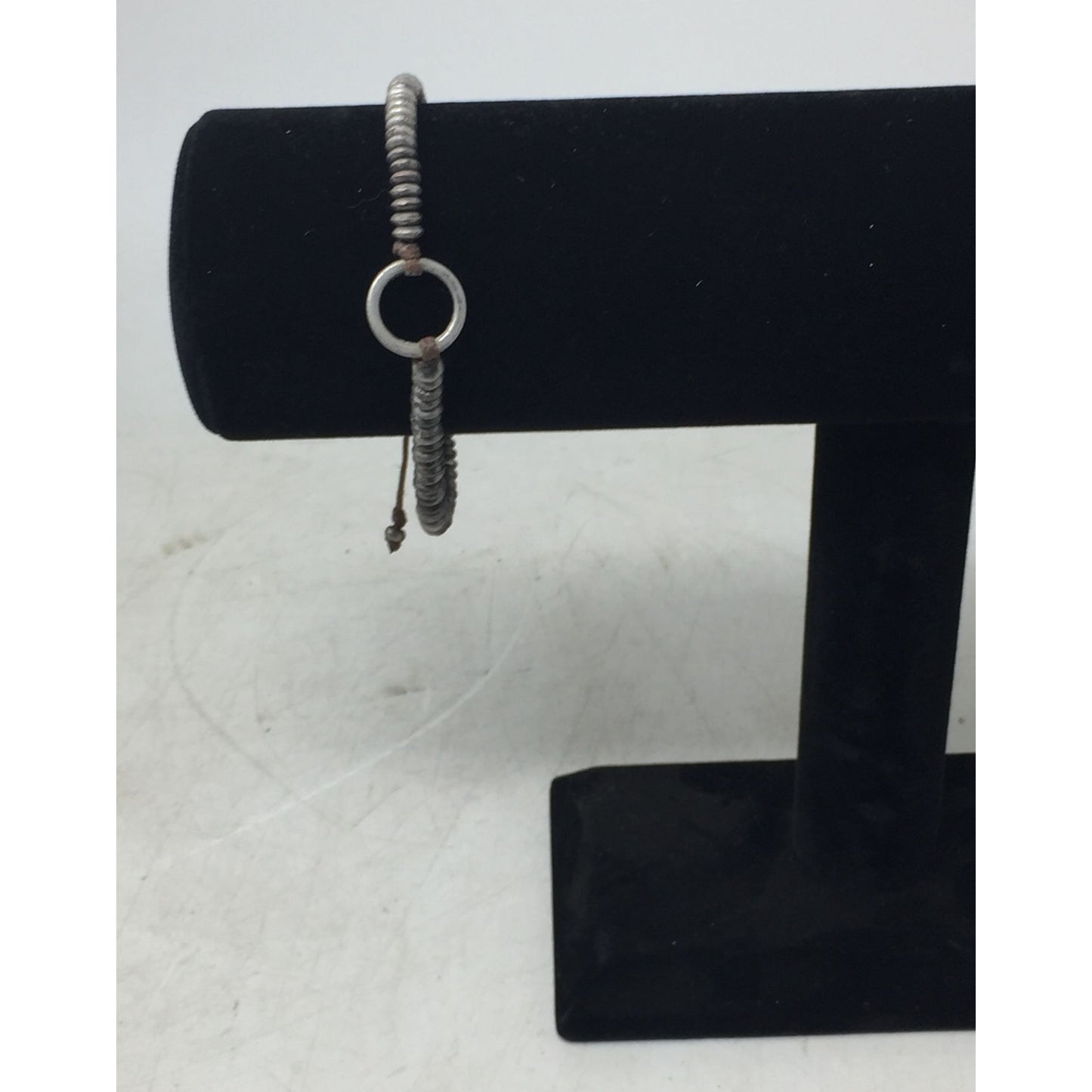 Women's Adjustable Bracelet/Anklet with Silver Tone Beads