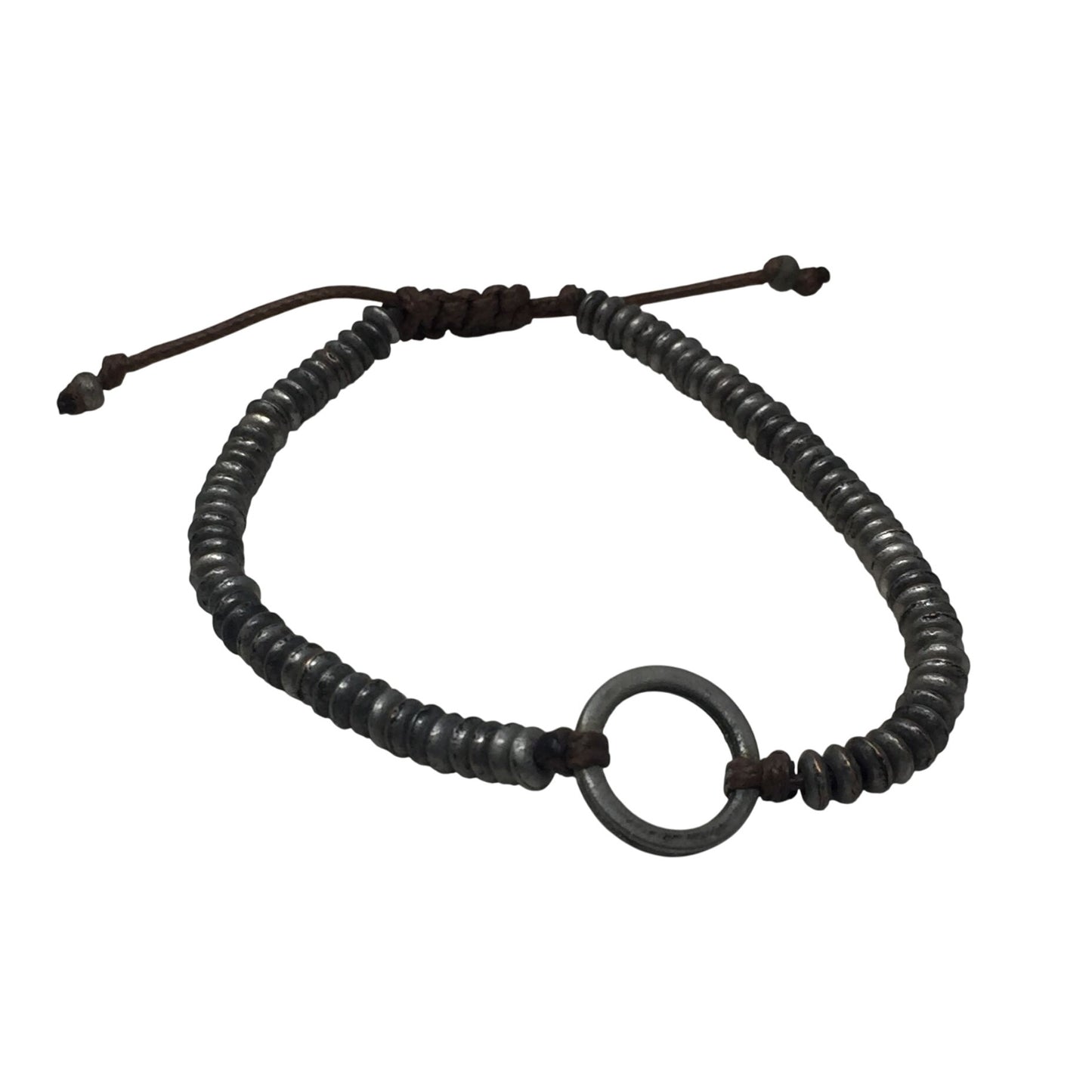 Women's Adjustable Bracelet/Anklet with Silver Tone Beads